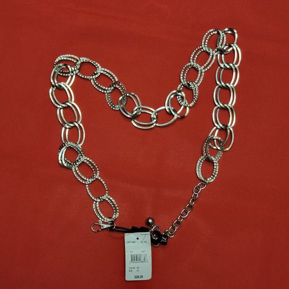 Textured Silver Tone Braided Chain Waist Belt - Picture 3 of 12